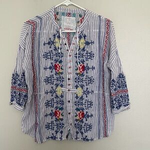 Johnny Was 3J Worshop Embroidered Blouse